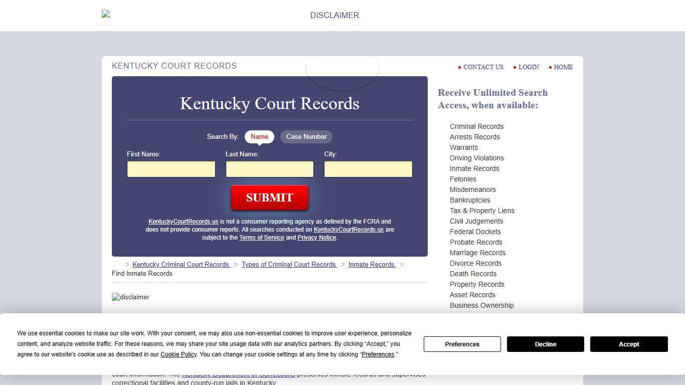 Kentucky Inmate Search KentuckyCourtRecords.us